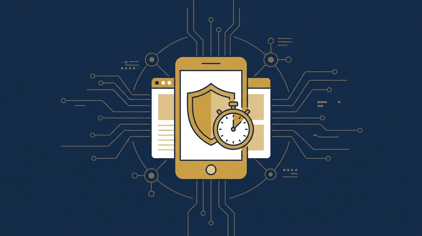 Illustration of a smartphone with a shield and stopwatch icon, representing the IT Rules 2026 deepfake content takedown deadline